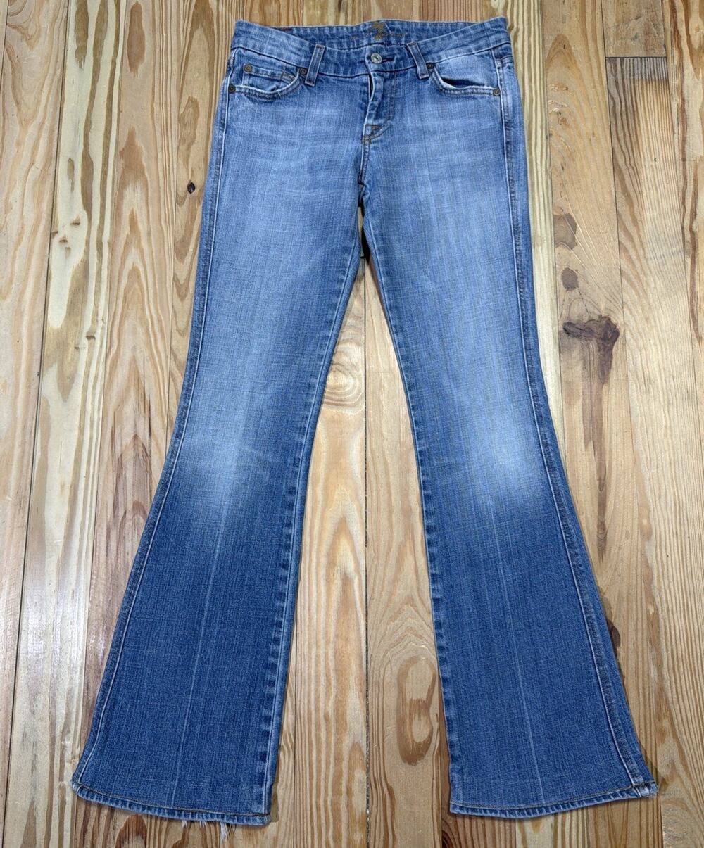 7 For All Mankind A Pocket 26x31 Embellished Bootcut Flare Jeans USA Y2K Hem